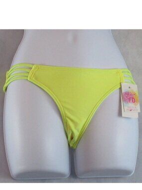 Hula Honey Juniors Strappy Hipster Bikini Bottom Swimsuit, Yellow, XS